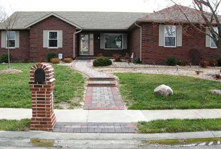 Finished Work Street to Front Door Stone Inlayed Walkway